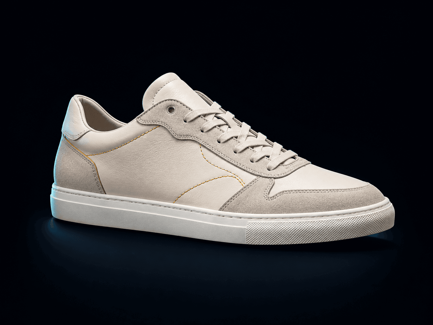 Neutral low-top sneaker ready to photograph